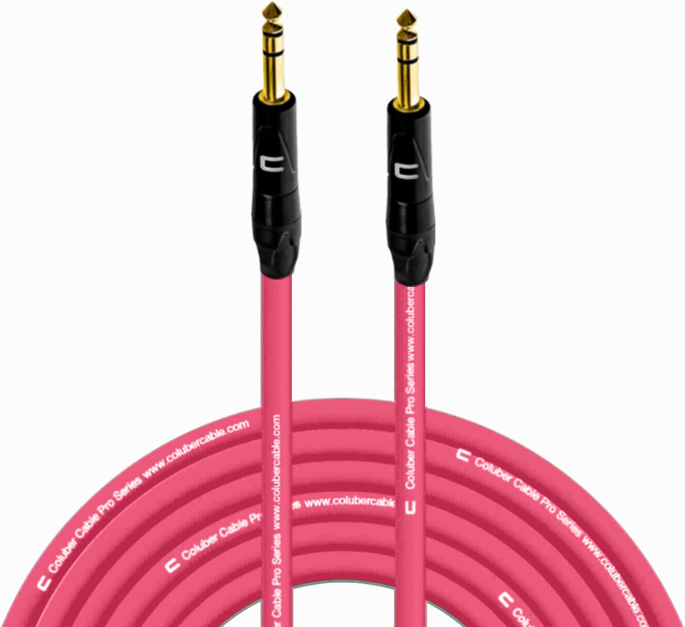 Coluber Cable 1/4 TRS Male to Male - 50 Feet Pink for Audio