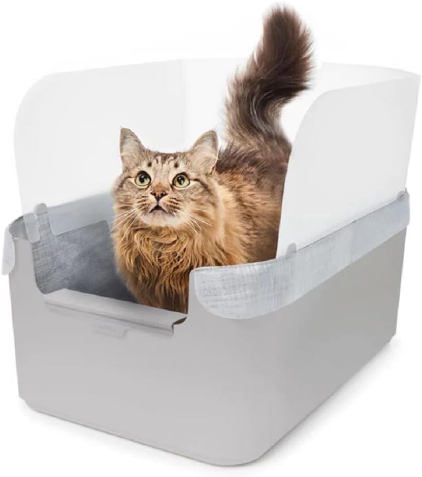 Modkat Litter Tray with Extra Tall Base and Pee Shield for Cats