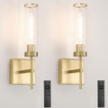 Gold Battery Operated Wall Sconce Set of 2 - USB Rechargeable Wireless