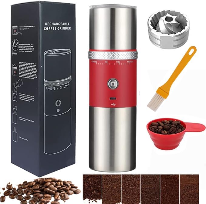 Portable Rechargeable Burr Grinder - 15 Grind Settings