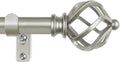 Silver Curtain Rod 32 to 144 in Adjustable with Twisted Cage Finial