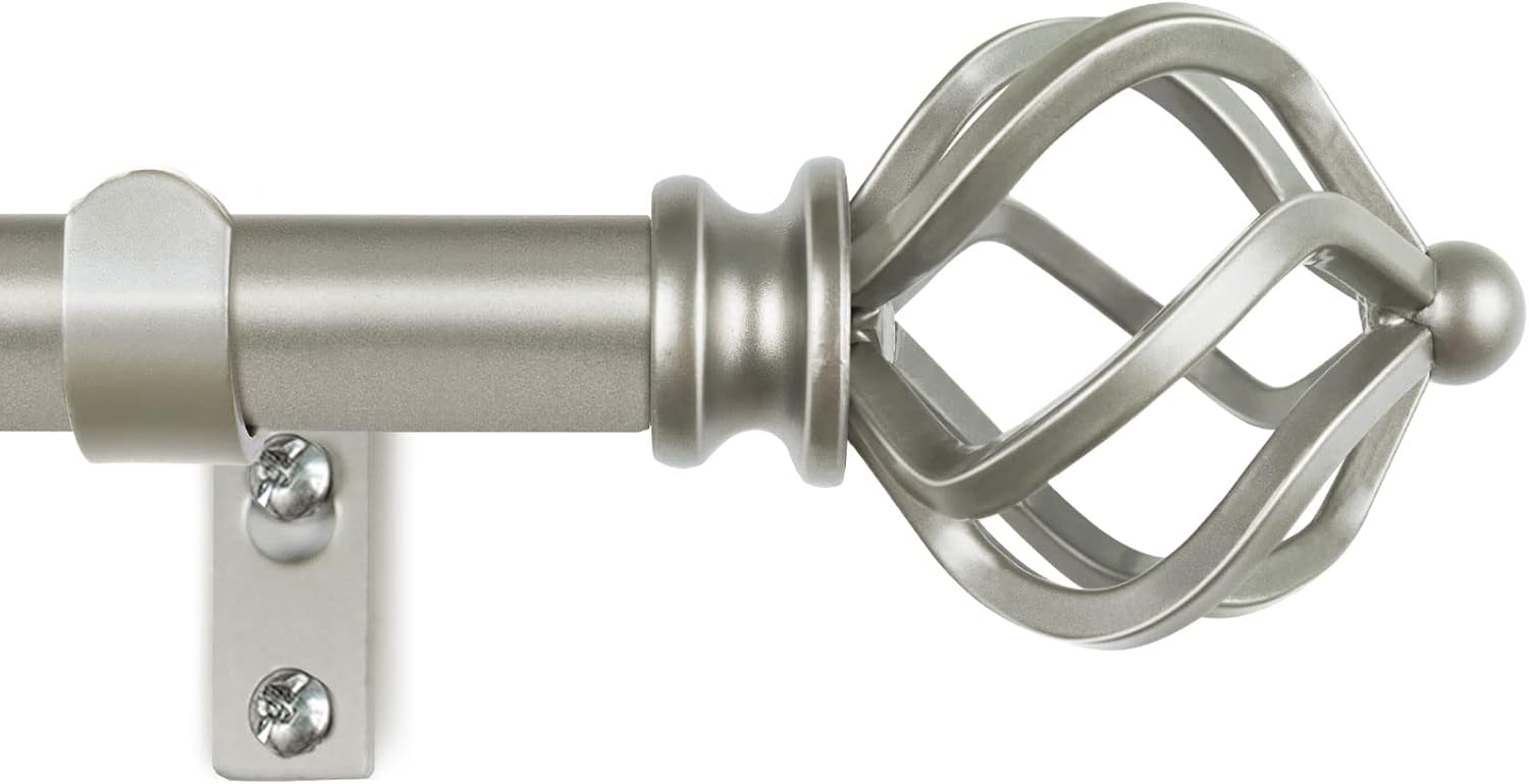 KAMANINA Silver Curtain Rods for Windows 72 to 144 Inch Adjustable