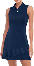 Sleeveless Tennis Dress for Women with Pockets and Ruffle Details