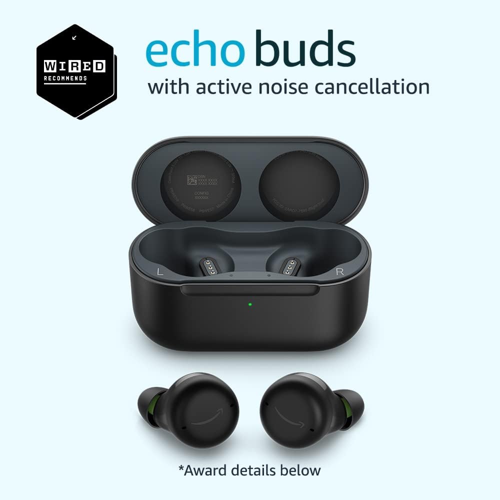 Echo Buds - Active Noise Cancellation, Wireless Charging, Black