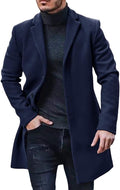 PASLTER Mens Trench Coat Slim Fit Notched Collar - Warm Overcoat