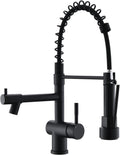 Kicimpro Commercial Faucet with Sprayer Matte Black - Durable High Arc