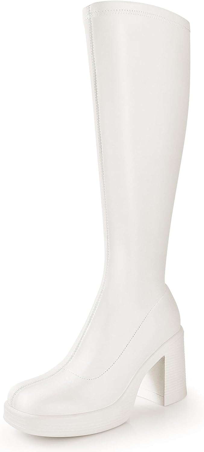 Ankis Knee High Platform Boots for Women with Chunky Heel