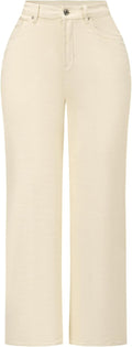Womens High Waisted Wide Leg Jeans with Distressed Detail - Stretchy