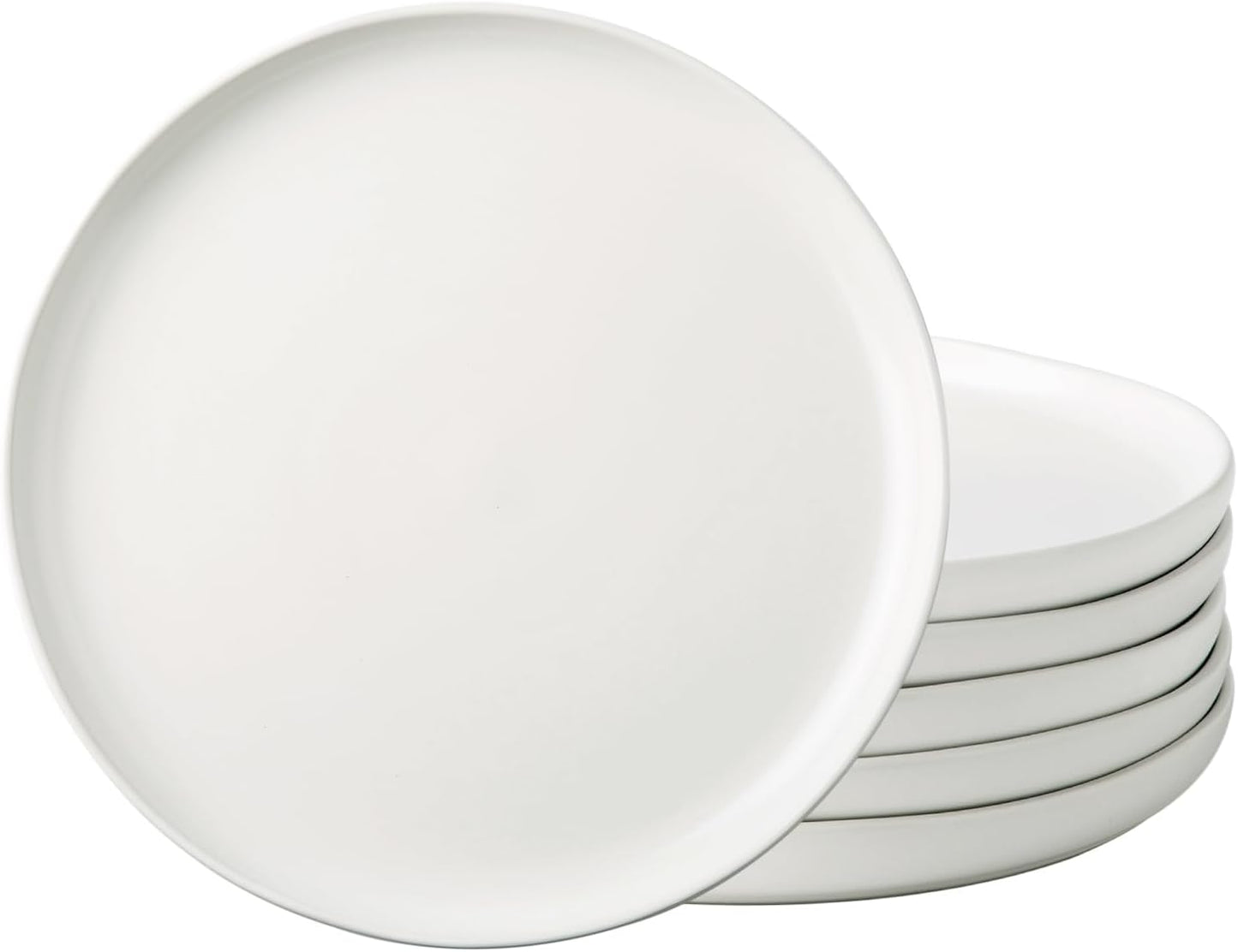 Unique Wavy Rim Ceramic Dinner Plates Set of 6 for Kitchen