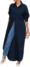 Choichic Shirt Dresses Casual Long Sleeve Cotton Button Down Maxi