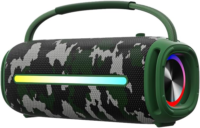 Portable Bluetooth Speaker with Colorful Lights and 20W Bass
