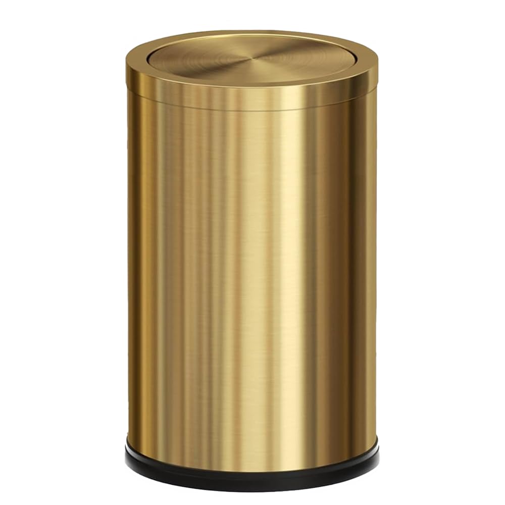 18L Gold Bathroom Trash Can with Lid for Stylish Spaces
