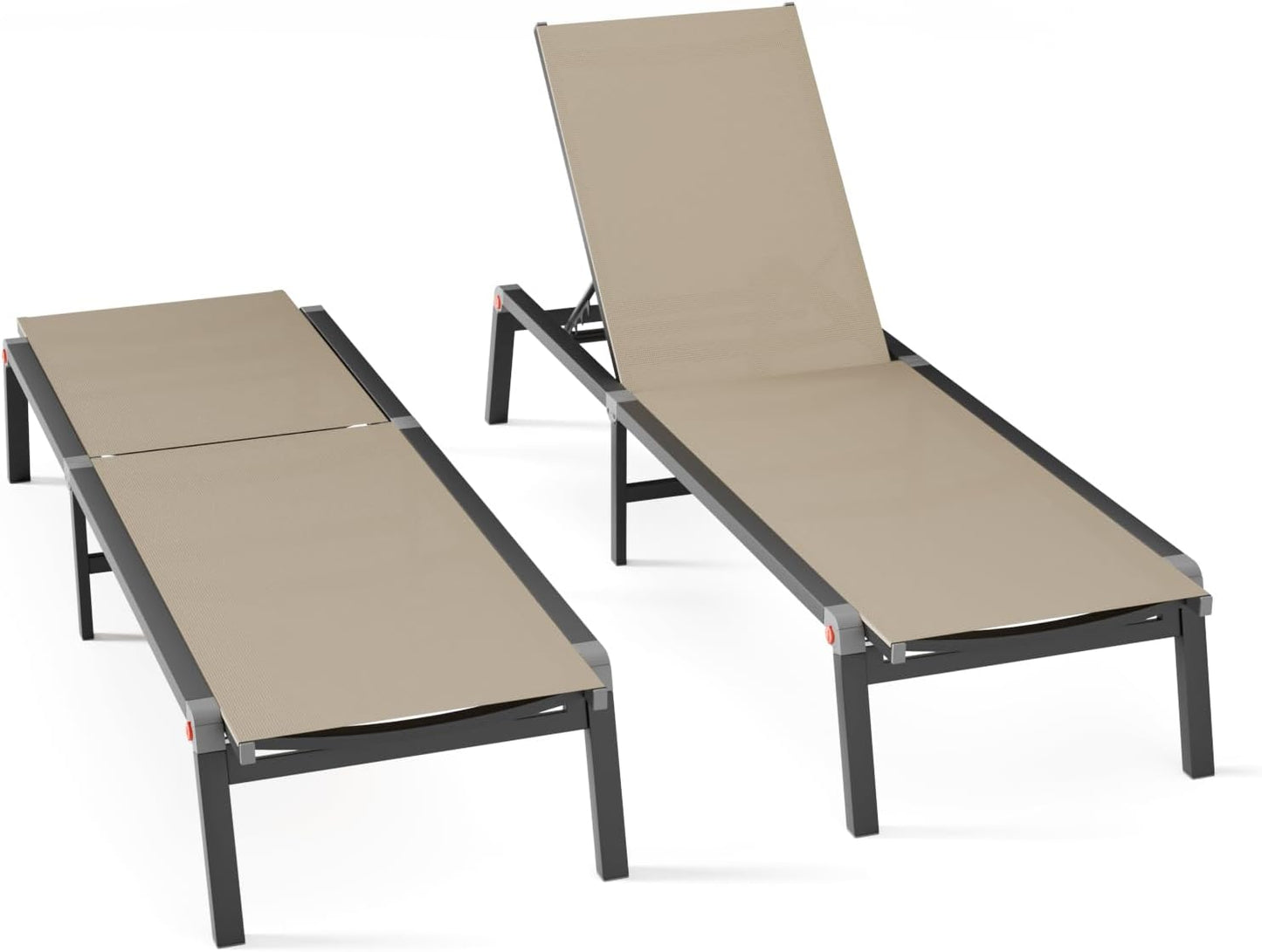 Aluminum Chaise Lounge Chair Outdoor Adjustable 5-Position Recliner