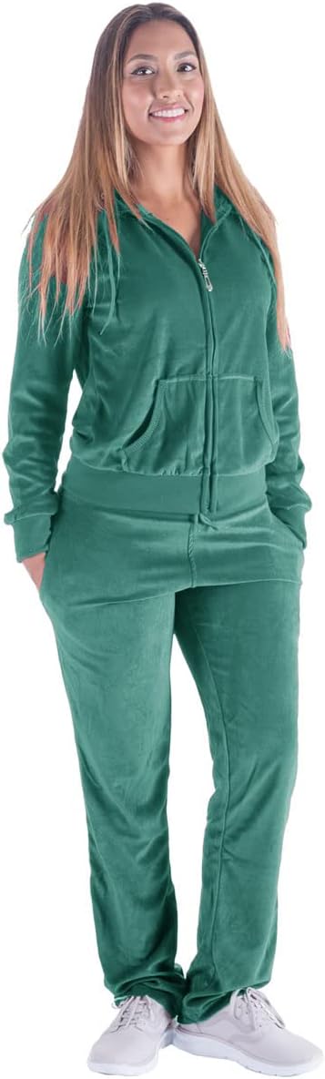 Facitisu Tracksuit for Women: Velour Joggers and Hoodie Set