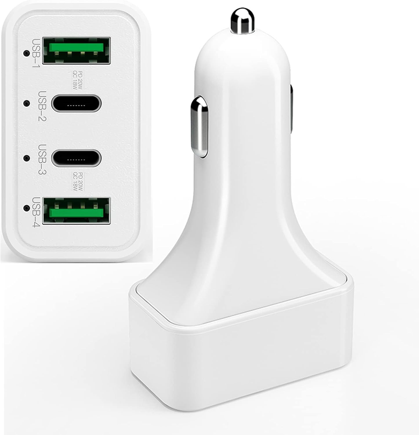 MOTONG 4-Port Fast Car Charger: Dual QC3.0 & PD, iPhone/Galaxy Compatible