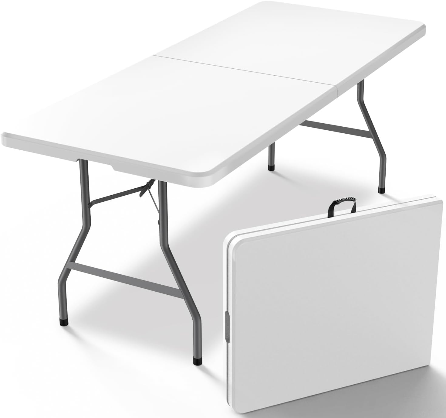 6FT Folding Table for Indoor Outdoor Use, Heavy Duty & Portable