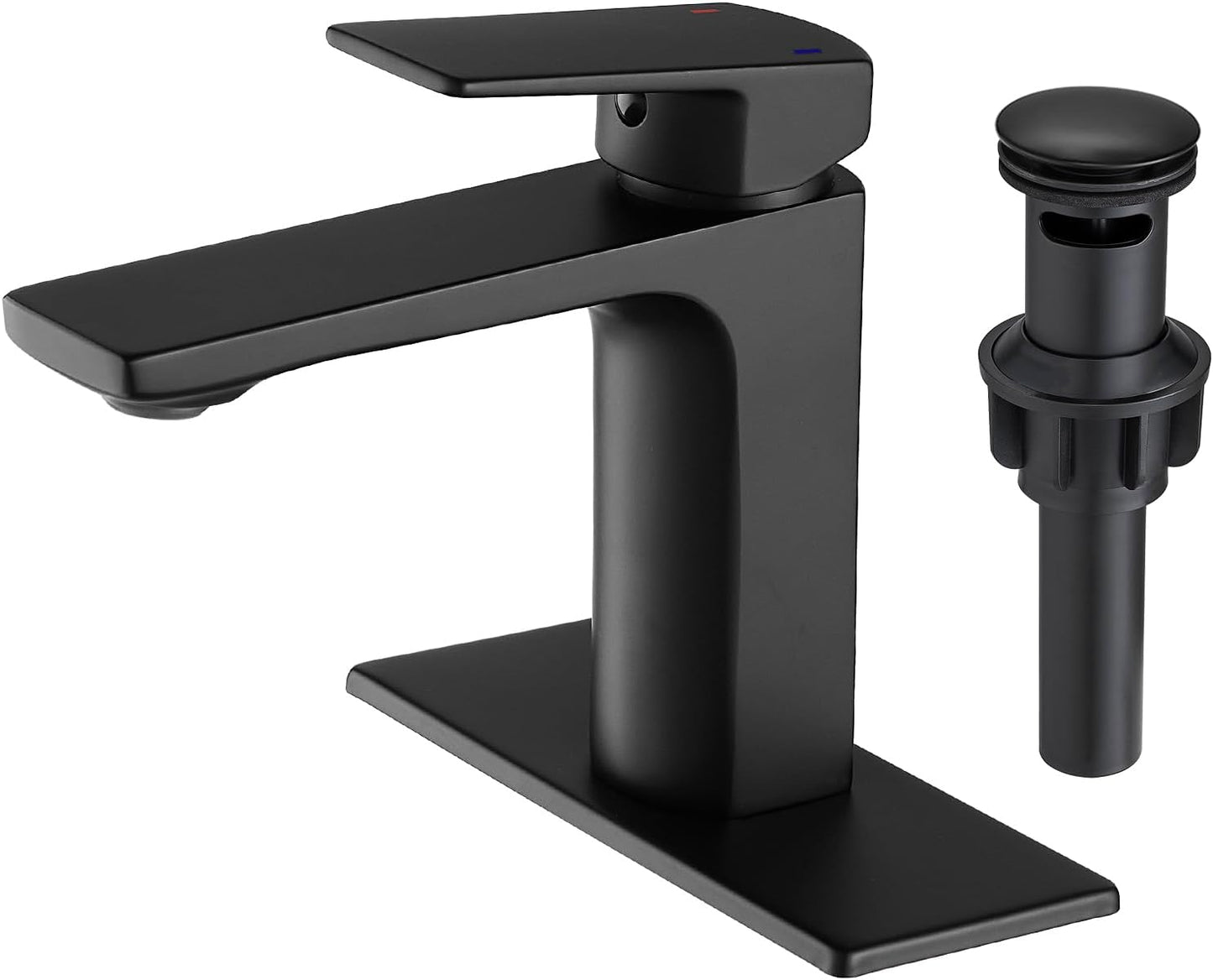 VOTON Black Bathroom Faucet with Pop-up Drain and Supply Lines