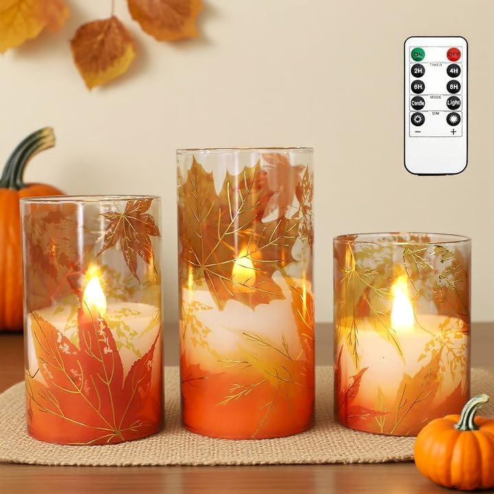 Crystal Club Fall Flameless Candles for Cozy Autumn Decor