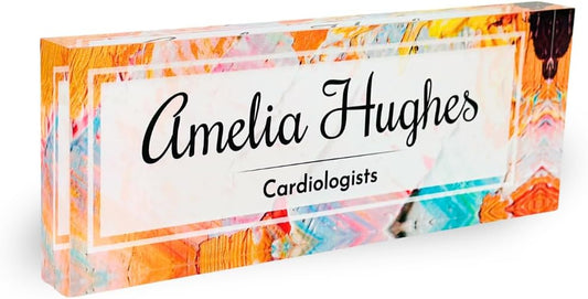 Customized Clear Acrylic Thick Desk Name Plate Block Gift