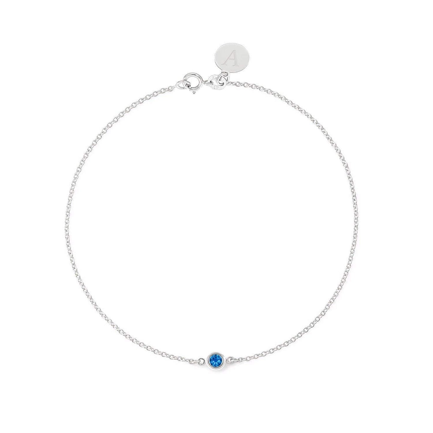 Sapphire Bracelet in Real 14k Solid White Gold for Women