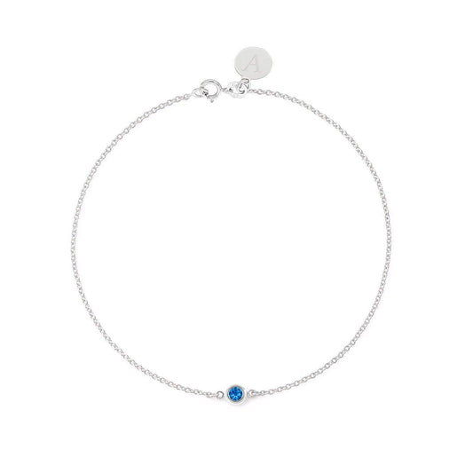 Sapphire Bracelet in Real 14k Solid White Gold for Women