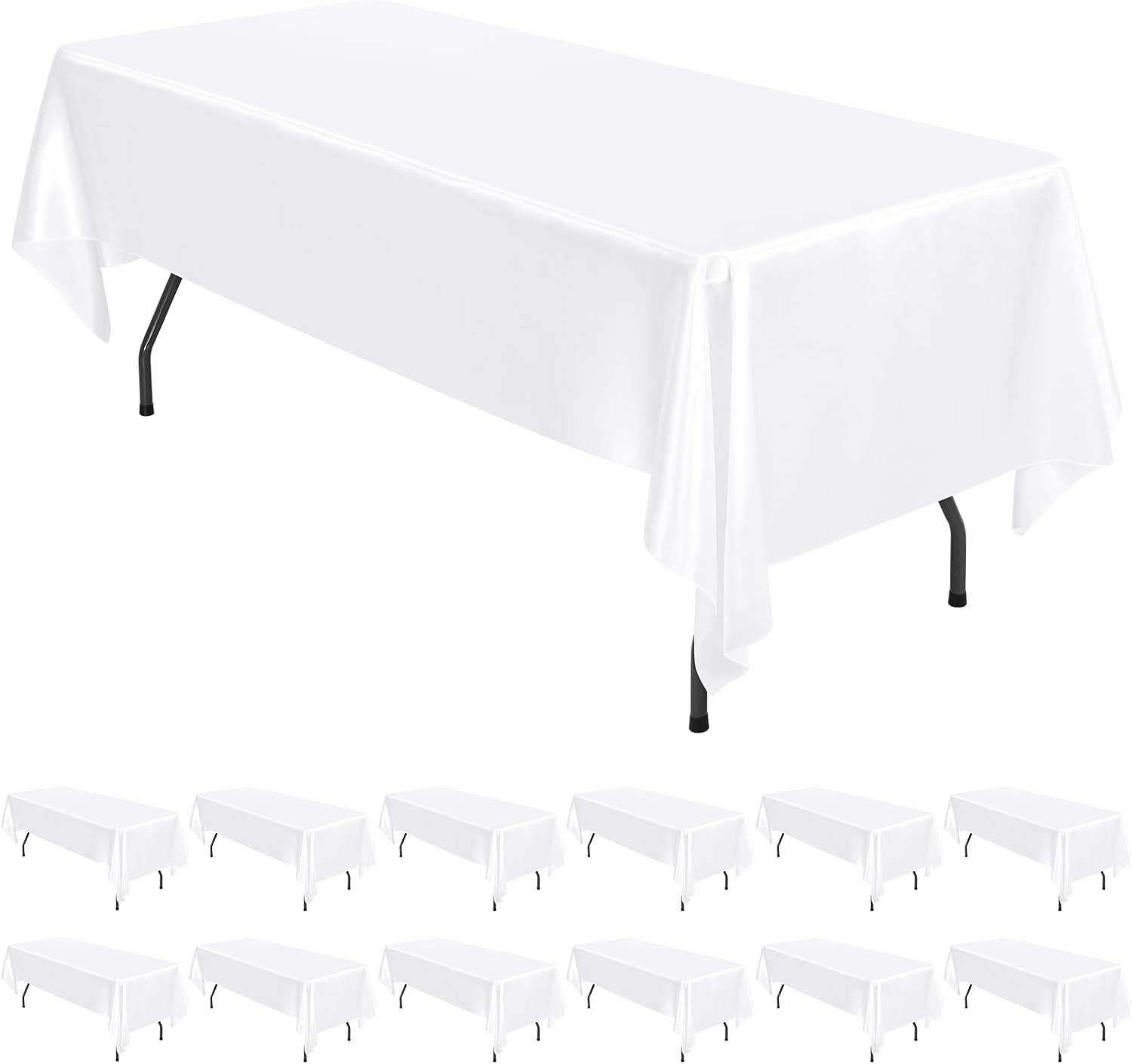12 Pack White Satin Tablecloth for Elegant Events and Decor