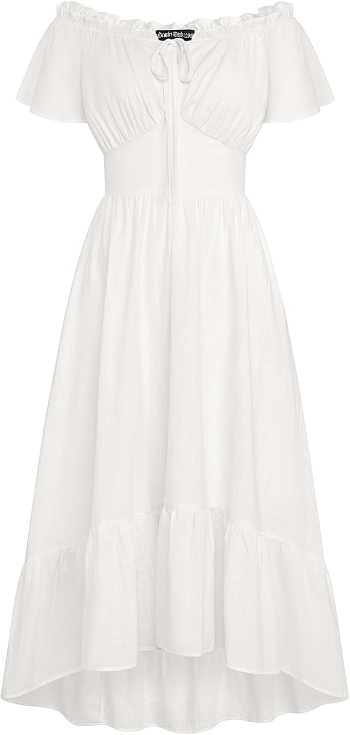 Scarlet Darkness Renaissance Dress for Women Off Shoulder Flowy