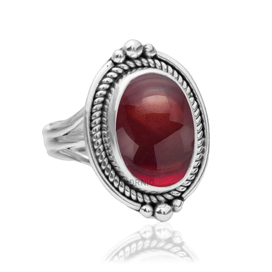 Solid 925 Sterling Silver Garnet Ring for Women & Girls