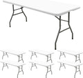 6 Pack Stretch Fabric Table Top Cap Cover for 8 ft Tables - Washable