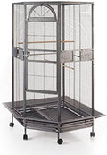 Corner Bird Cage for Cockatiel Parakeet Black and White - Space Saving