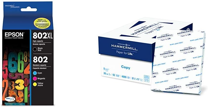 Epson T802XL-BCS High Capacity Ink and Hammermill Paper Combo