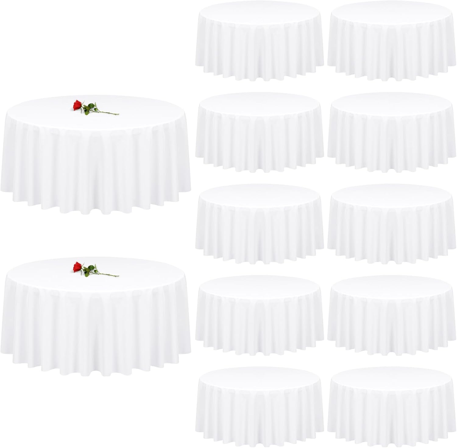 12 Pack Round Tablecloth 120 Inch White Table Cloths for Events