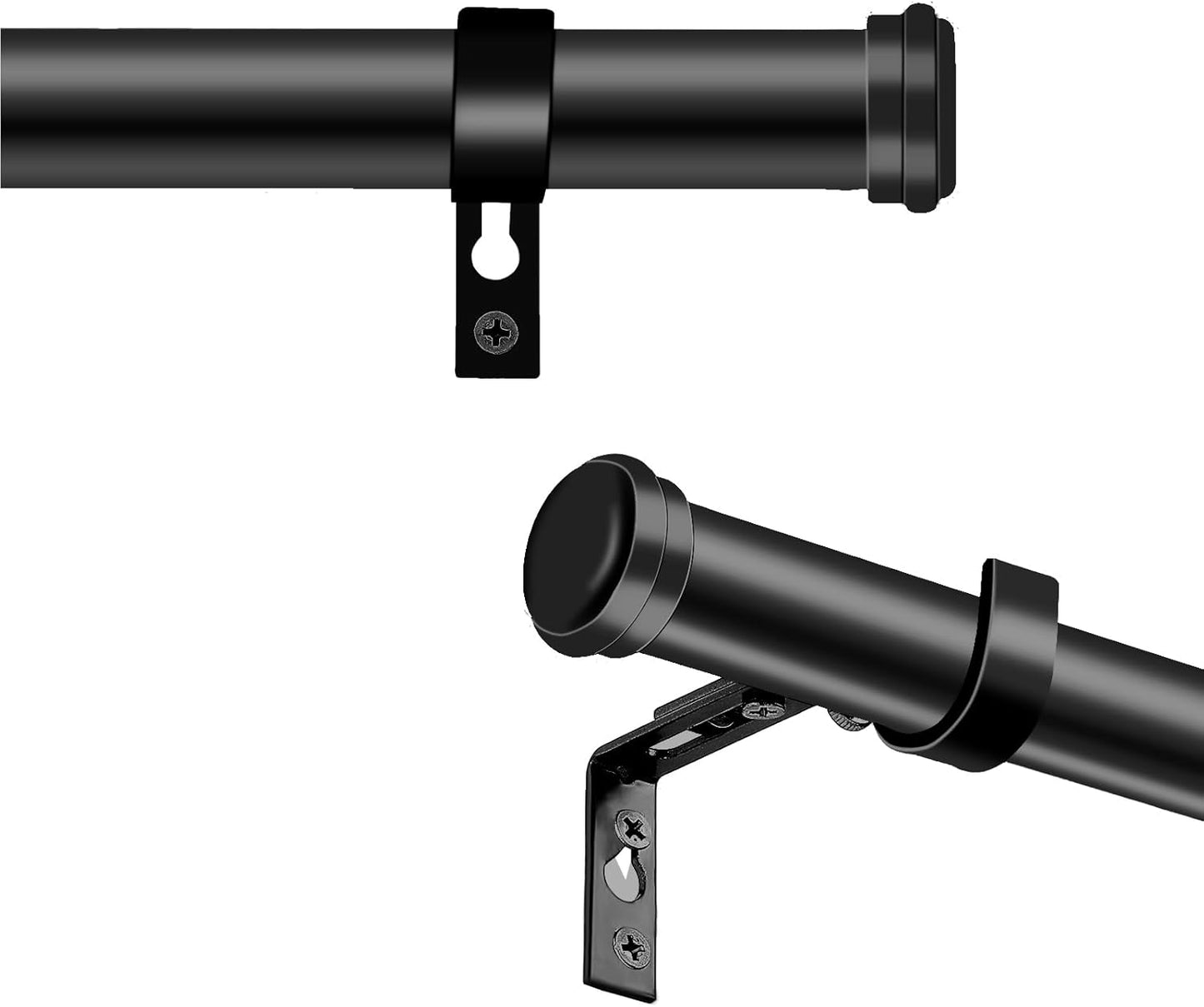 Adjustable Black Wrap Around Curtain Rod - 32-120In, 1-Inch Diameter - Indoor/Outdoor - YAJUXIU