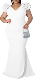 Women's Plus Size Maxi Dress Elegant V-Neck Ruffle Sleeves Ekaliy