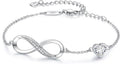 Infinity Heart Birthstone Charm Link Bracelet for Women Gift
