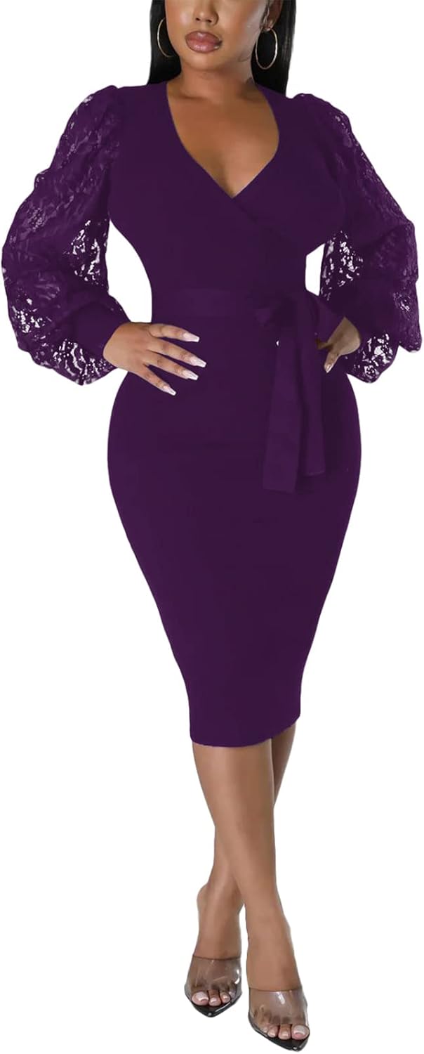 BOGURST Semi Formal Church Dresses for Women with Bishop Sleeves