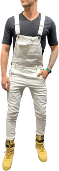 Men's Denim Bib Overalls Slim Fit Jumpsuit with Pockets - Casual Wear