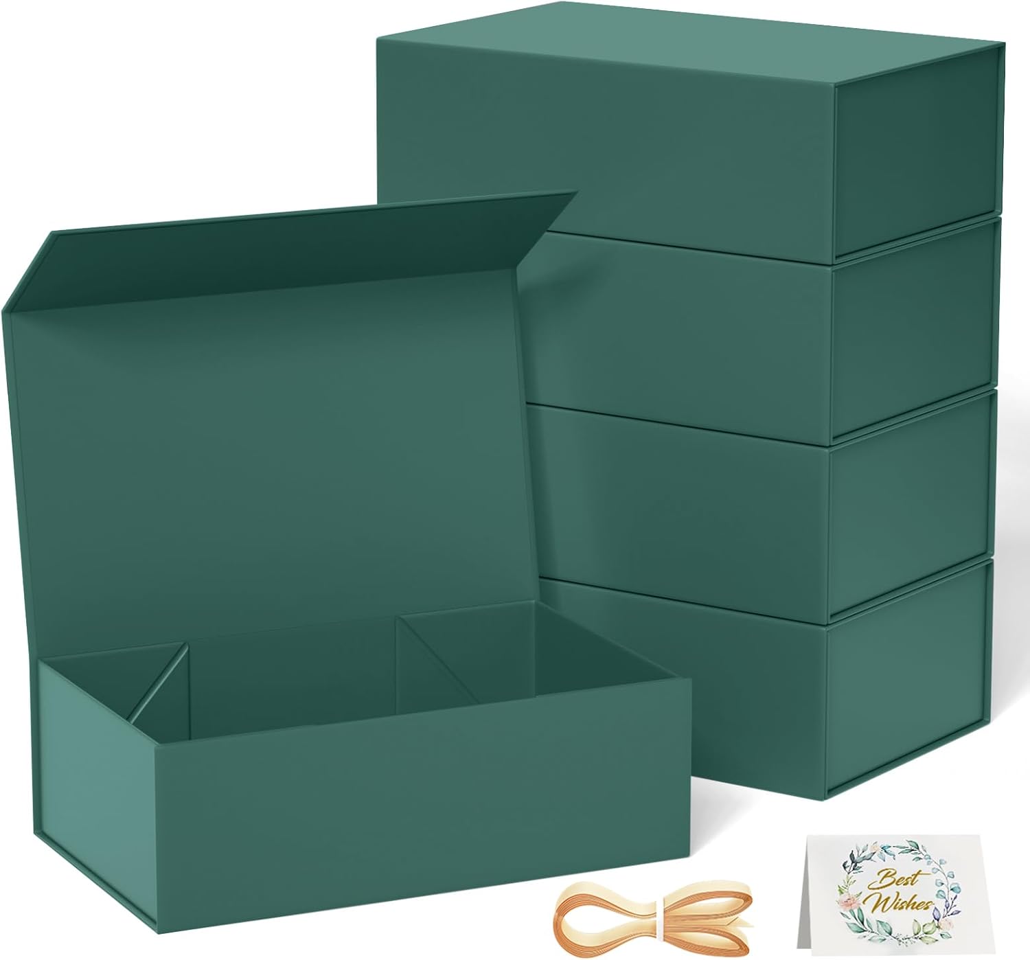 5 Pack Green Gift Box with Lids for Unique Present Packaging
