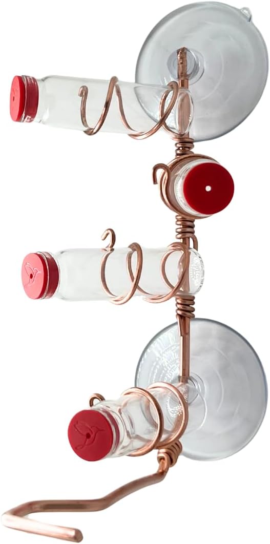 Window Hummingbird Feeder with Copper and Aluminum Design
