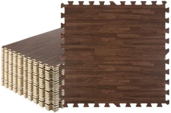 Foam Floor Tiles - 96sqft Interlocking Wood Grain Mats for Home