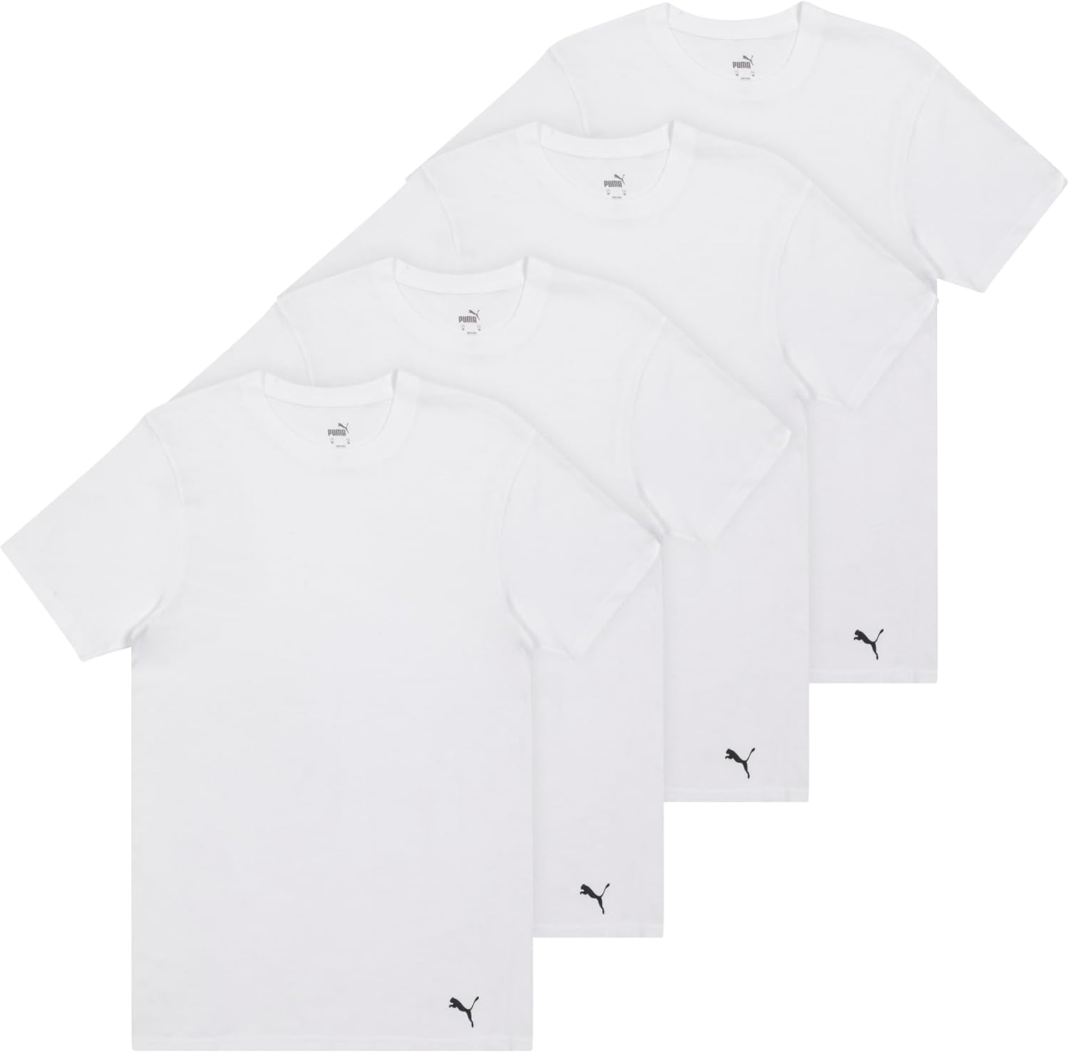PUMA Men's Cotton Crewneck T-Shirt 4 Pack for Everyday Style