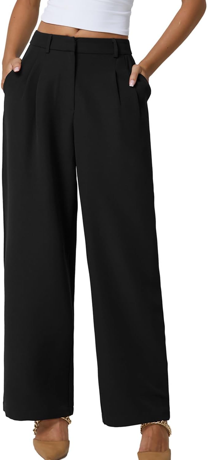 QINSEN Wide Leg Dress Pants for Women High Waisted Style