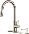 Brushed Nickel Kitchen Faucet with Pull Down Sprayer - High Arc Modern