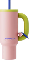 BaWang Insulated Stainless Steel Tumbler with Handle and Straw