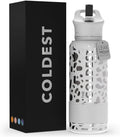 Coldest 32 oz Insulated Water Bottle with Straw Lid - Silver Leopard