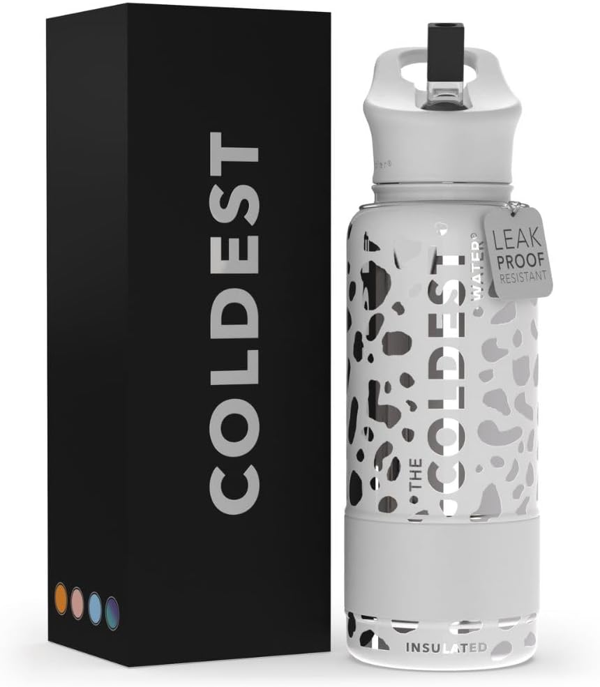 Coldest Insulated Water Bottle with Straw Lid - 32 oz Silver