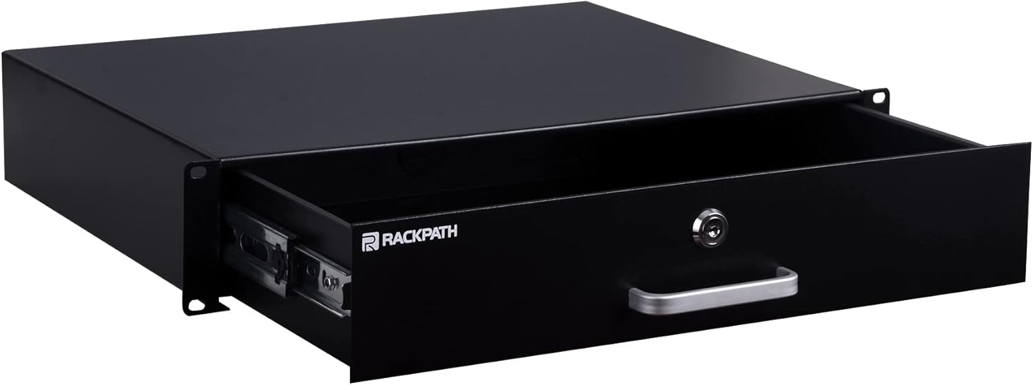 RackPath 2U Rack Mount Drawer for 19 Inch Equipment Storage