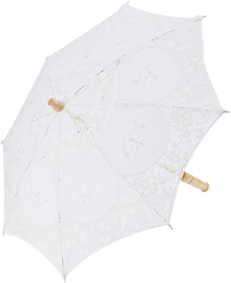 1920s Bridal Lace Umbrella - 12 Beige Parasol