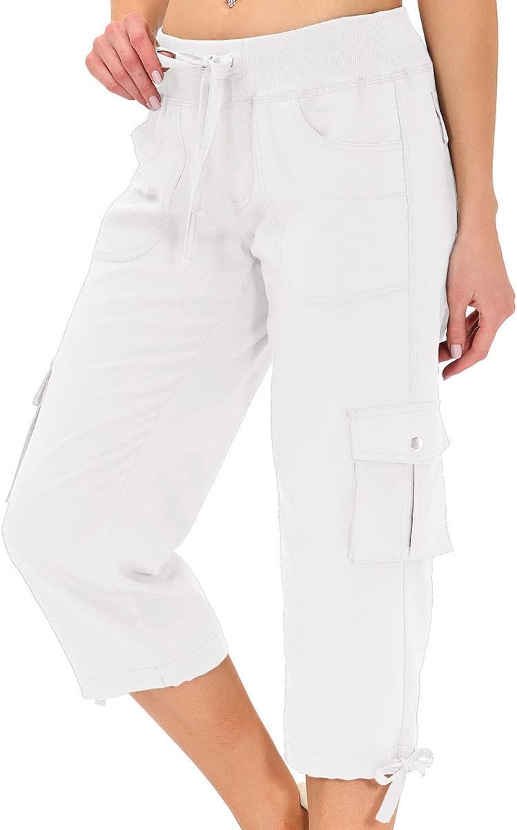 MoFiz Womens Capris with Pockets for Casual Outdoor Activities