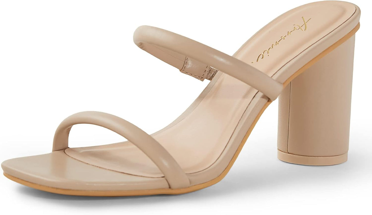 Stylish Women's Heeled Sandals with Square Toe and Block Heels